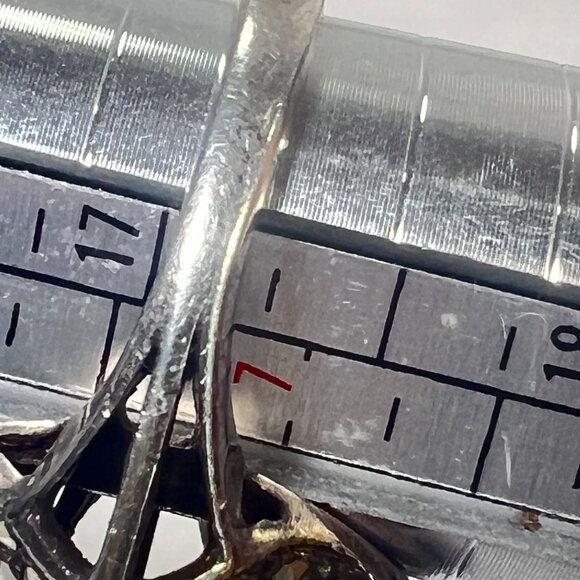 Vtg Black Onyx Marcasite Statement Ring 925 Thailand Silver Size 6.75 Wavy .75" - Picture 8 of 13